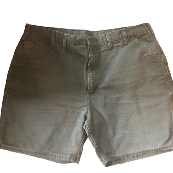 Carhartt Rugged Canvas 100% Cotton Carpenter Cargo Work Short Sz. 44 Olive Green - Picture 2 of 7